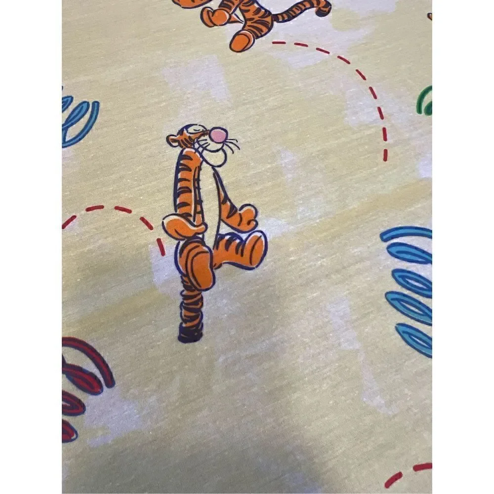 vintage Disney winnie the pooh tigger hopping yellow 2 curtain panels 40x63 each